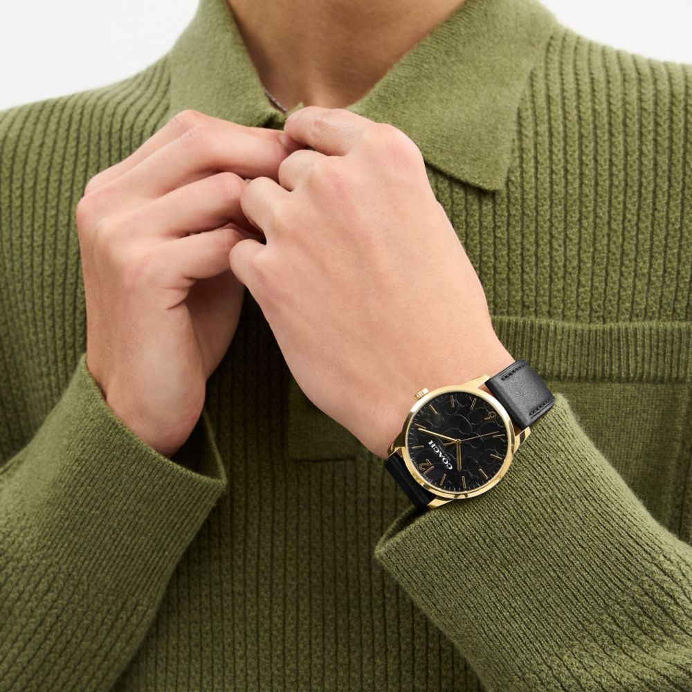 Coach Keane Watch Gift Set, 39 Mm Gold Black