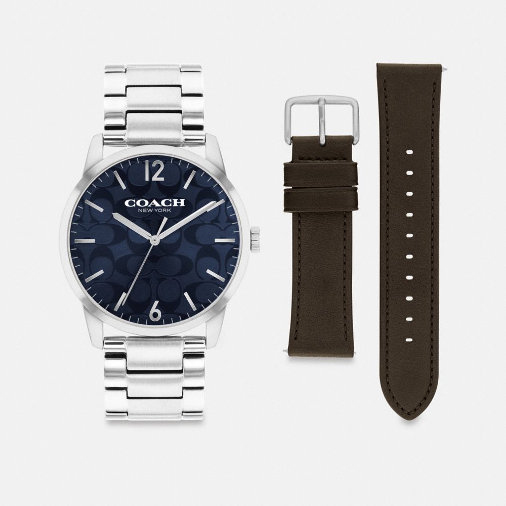 Coach Keane Watch Gift Set, 39 Mm Stainless Steel Saddle