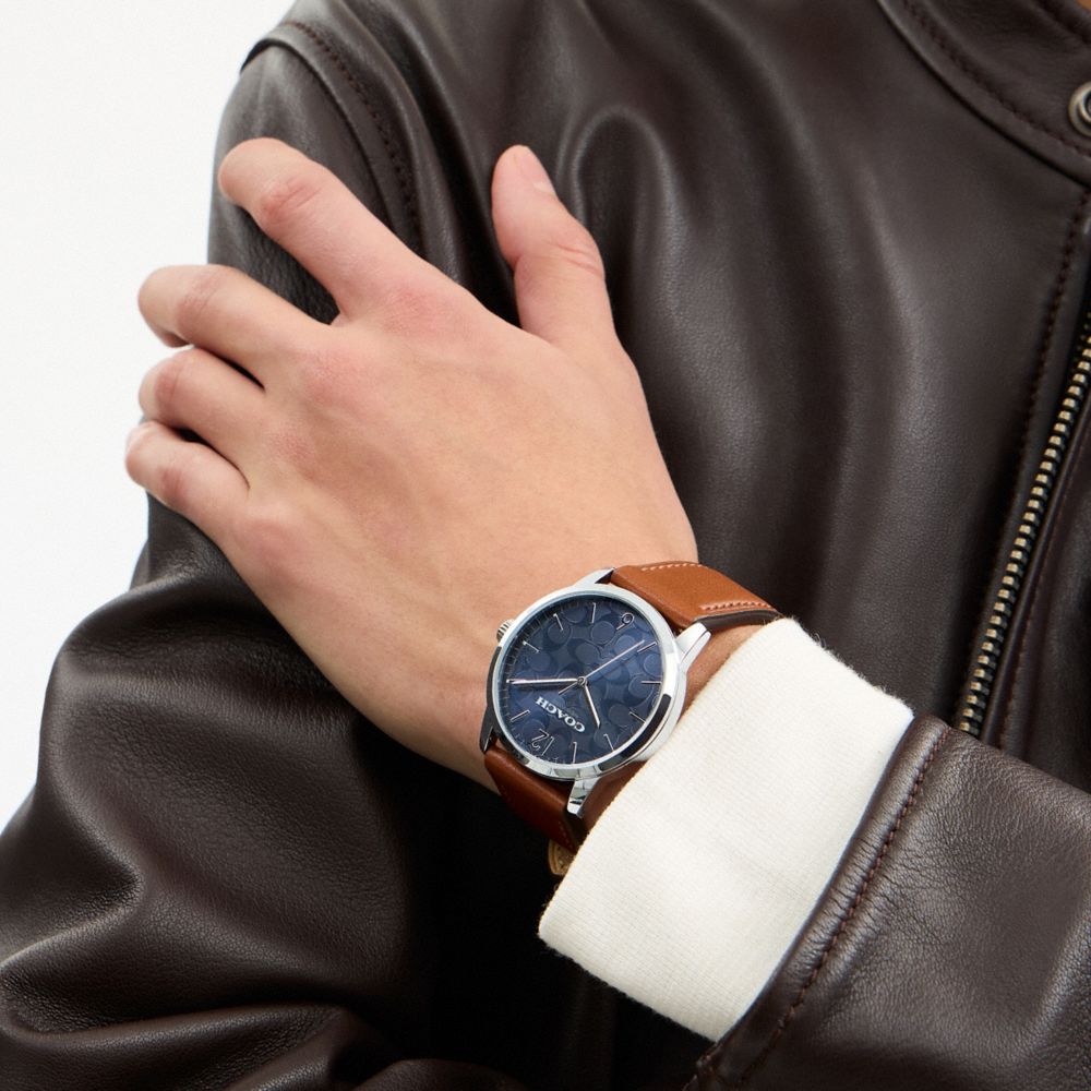 Coach Keane Watch Gift Set, 39 Mm Stainless Steel Saddle
