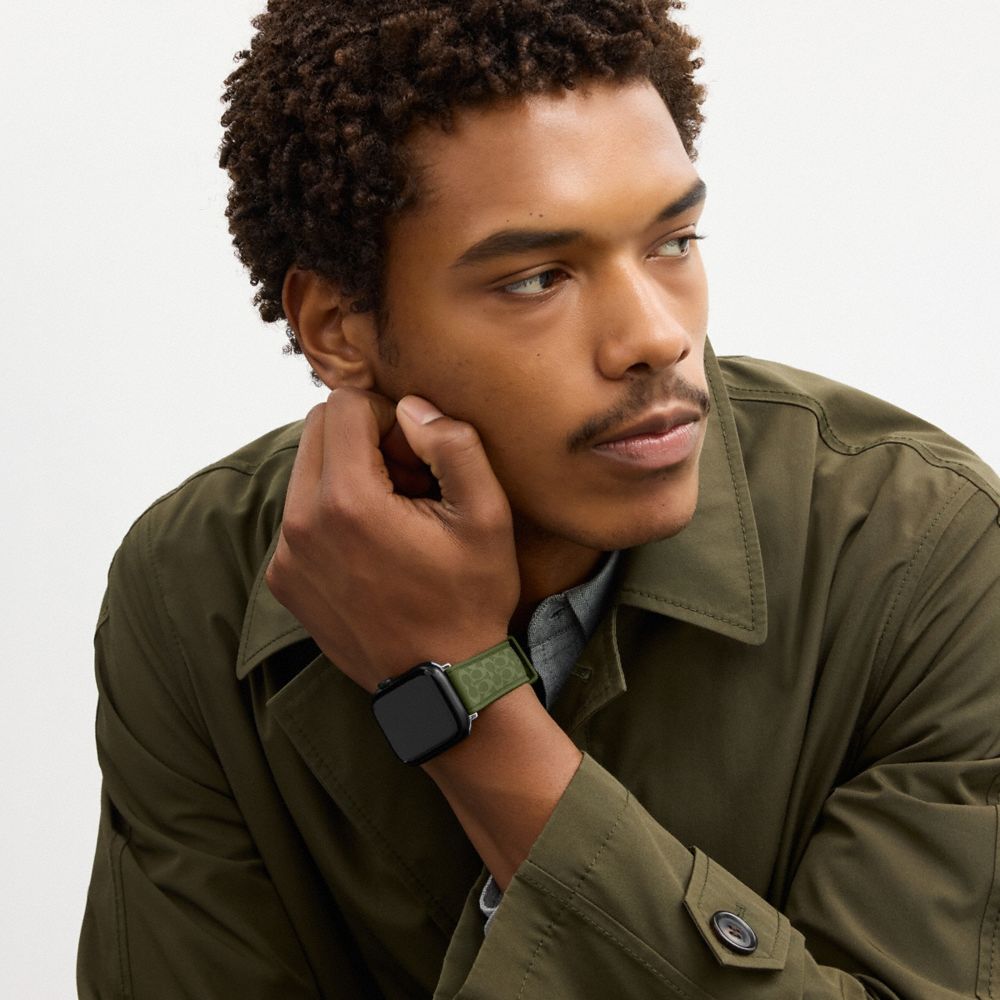 Coach Apple Watch® Strap Gift Set, 42 Mm, 44 Mm, 45 Mm And 46 Mm Green Black