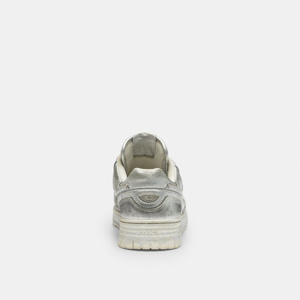 Women's Coach Soho Sneaker In Distressed Metallic Leather Silver