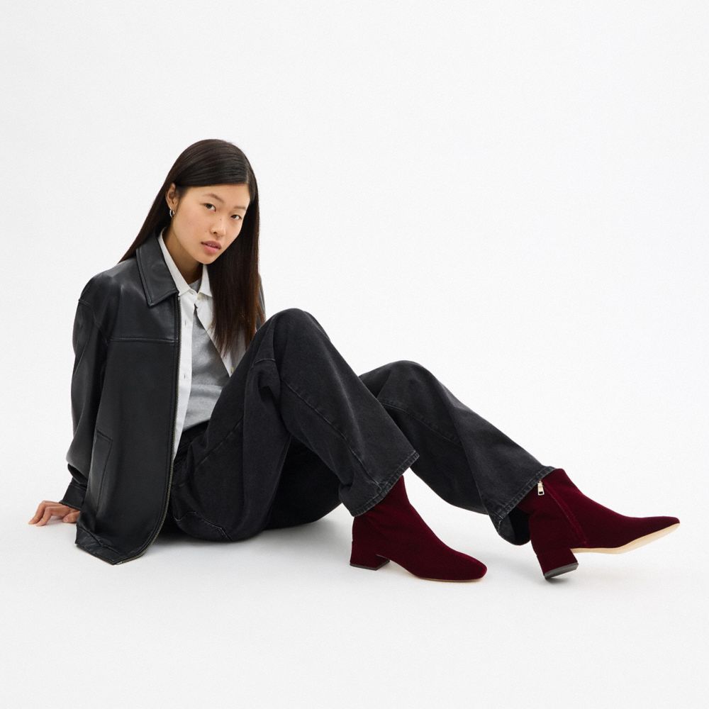 Women's Coach Block Heel Bootie Burgundy Merlot
