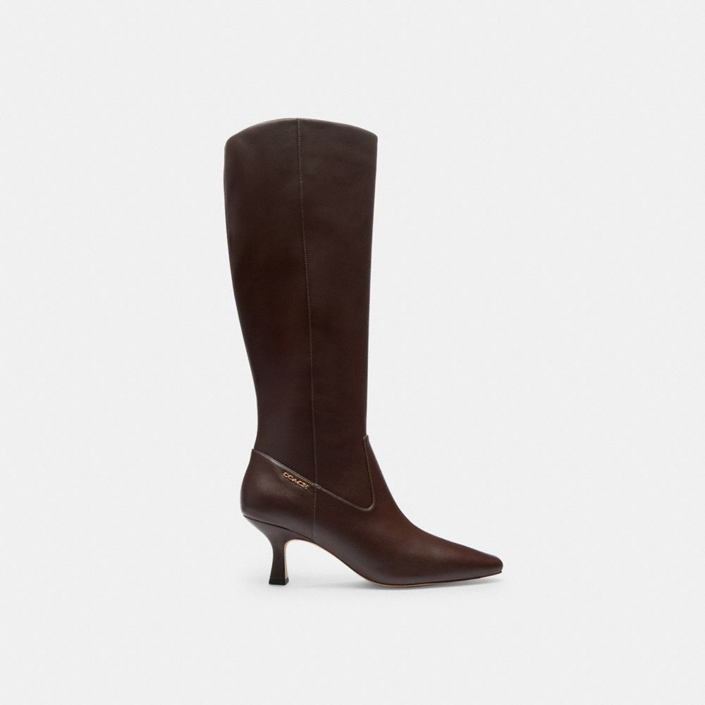 Coach Extended Calf Kitten Heel Tall Boot Maple