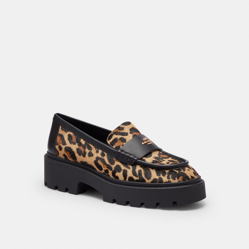 Coach Lucy Loafer With Leopard Print Tan & Black