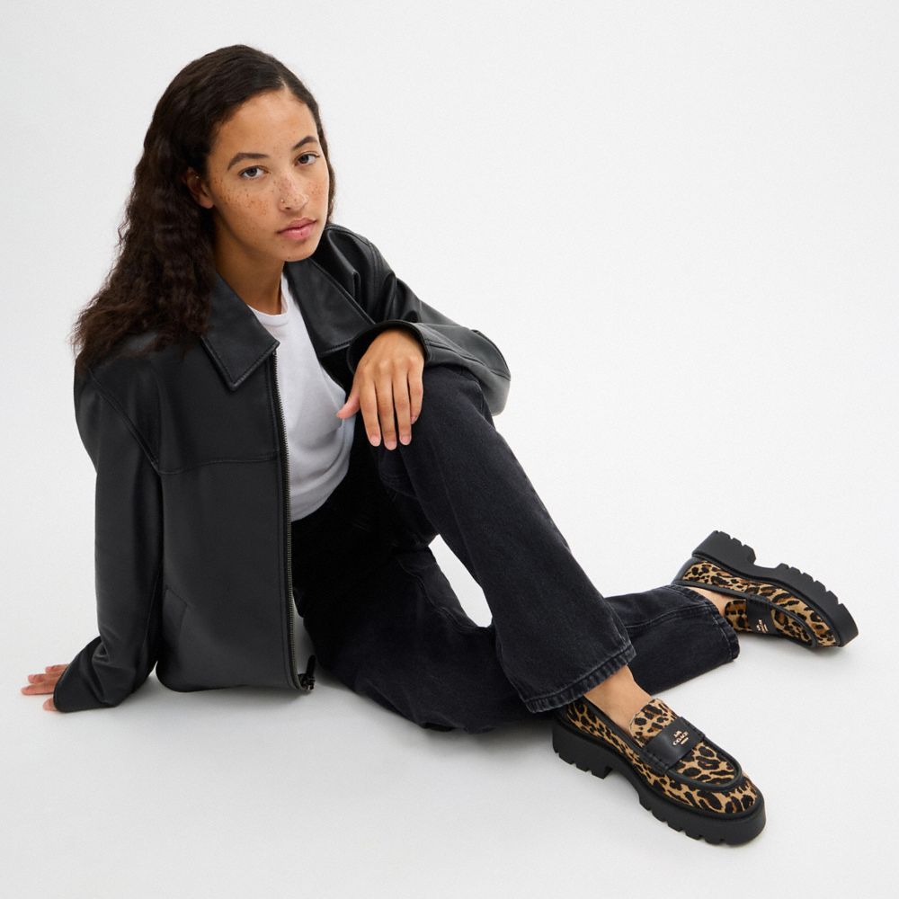 Women's Coach Lucy Loafer With Leopard Print Tan & Black