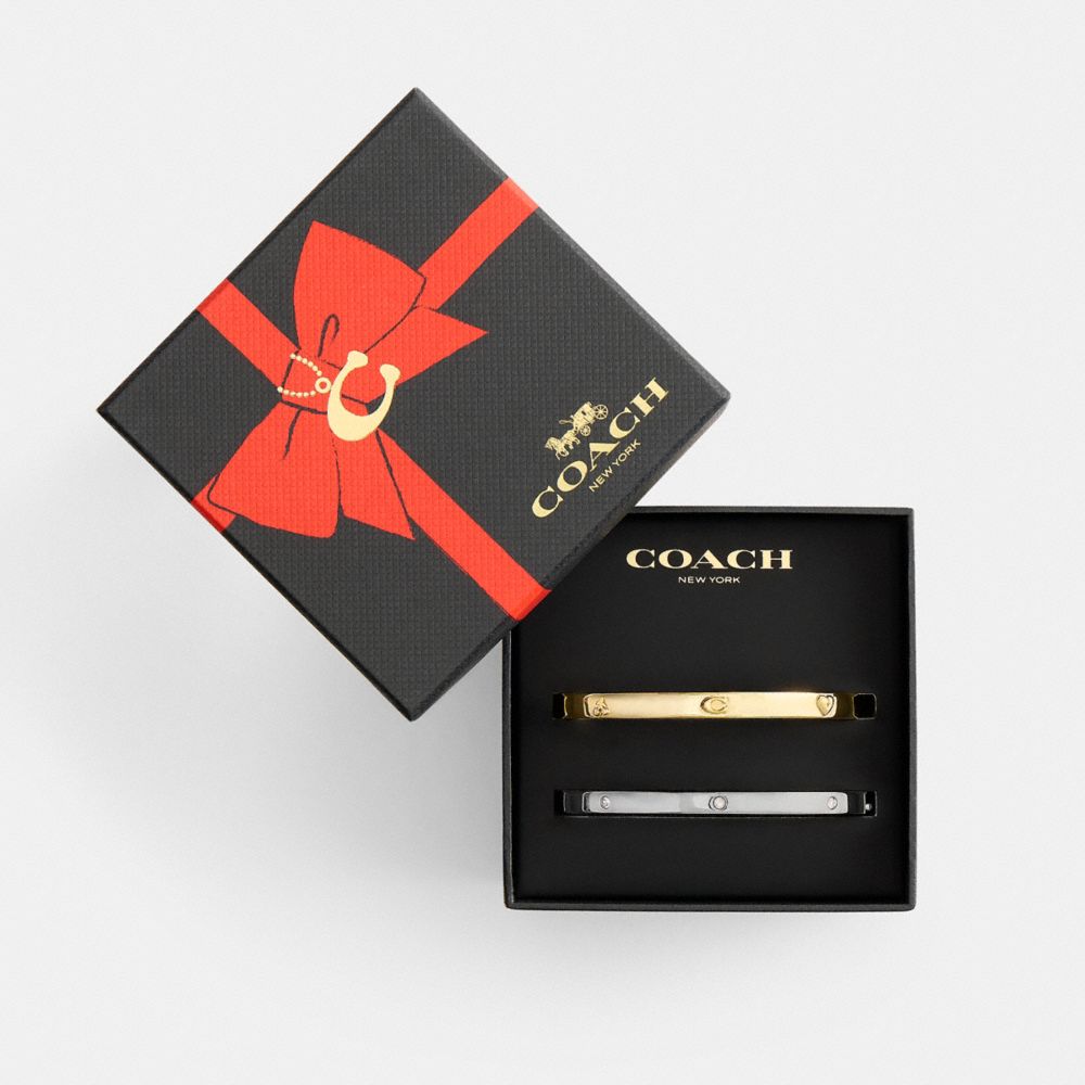 Coach Heart And Cherry Bangle Set Gold Silver