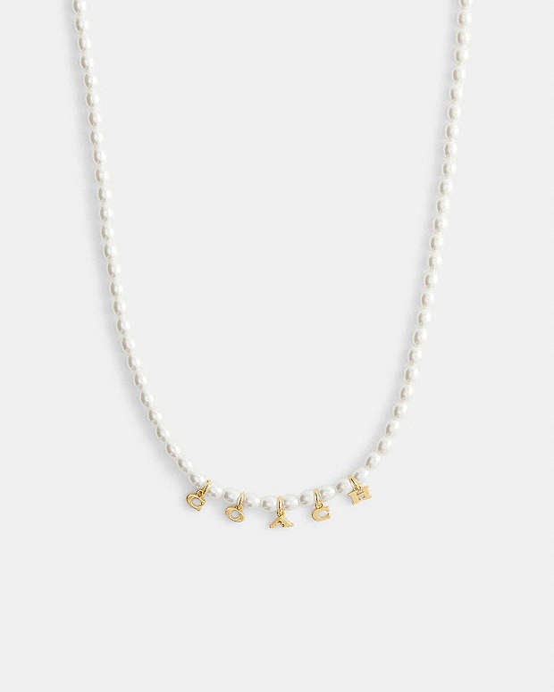 Coach Charms Pearl Necklace Gold-Pearl Gold-Pearl