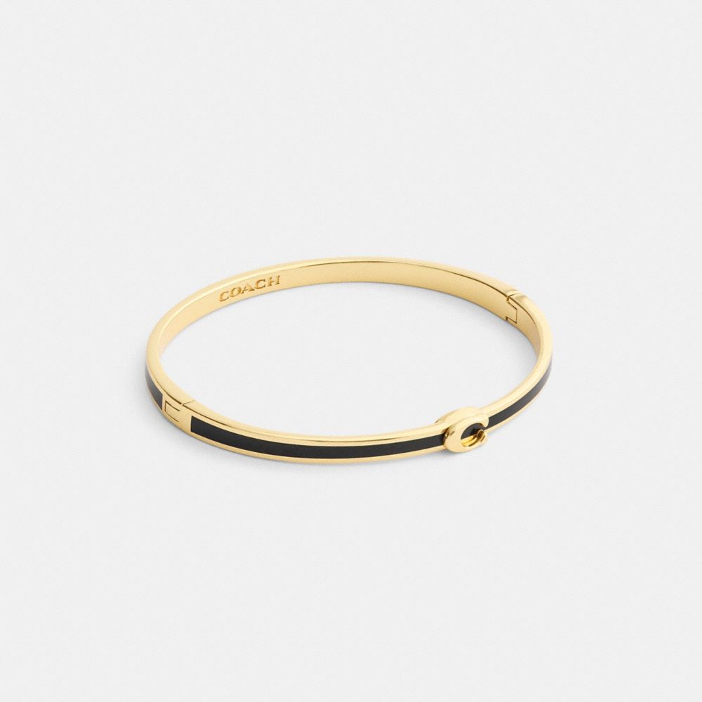 Coach Thin Enamel Signature Hinged Bangle Gold