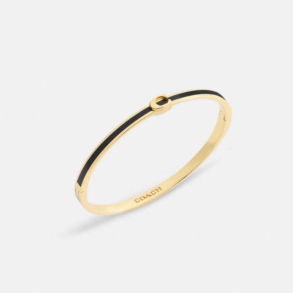 Coach Thin Enamel Signature Hinged Bangle Gold
