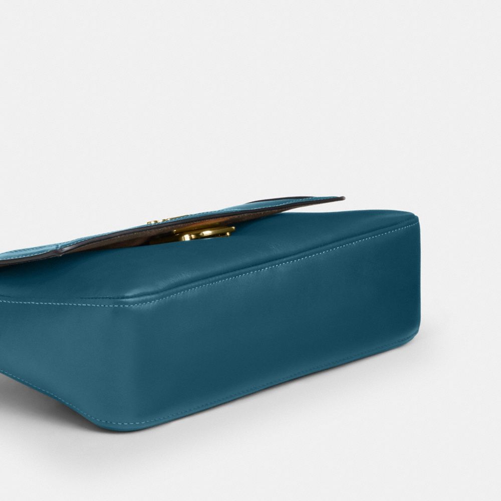 Coach Etta Small Flap Shoulder Bag Gold Teal Ink