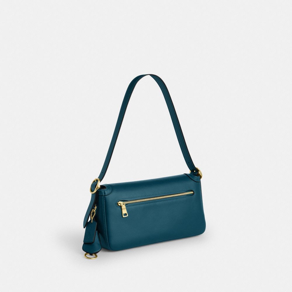 Coach Etta Small Flap Shoulder Bag Gold Teal Ink