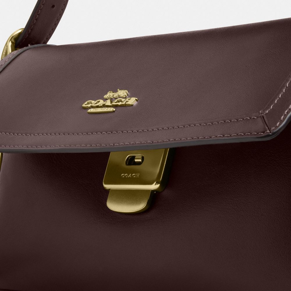 Coach Etta Small Flap Shoulder Bag Gold Espresso