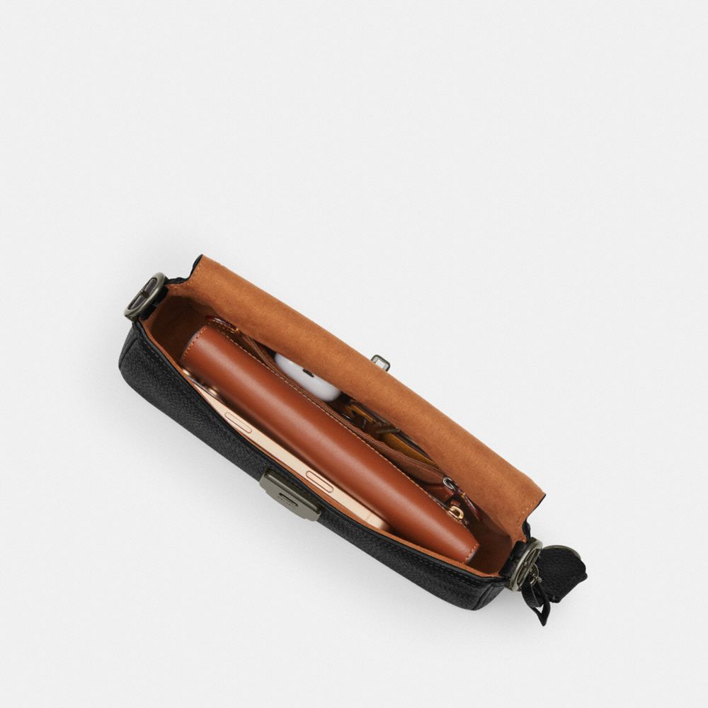 Coach Etta Small Flap Shoulder Bag Gunmetal Black