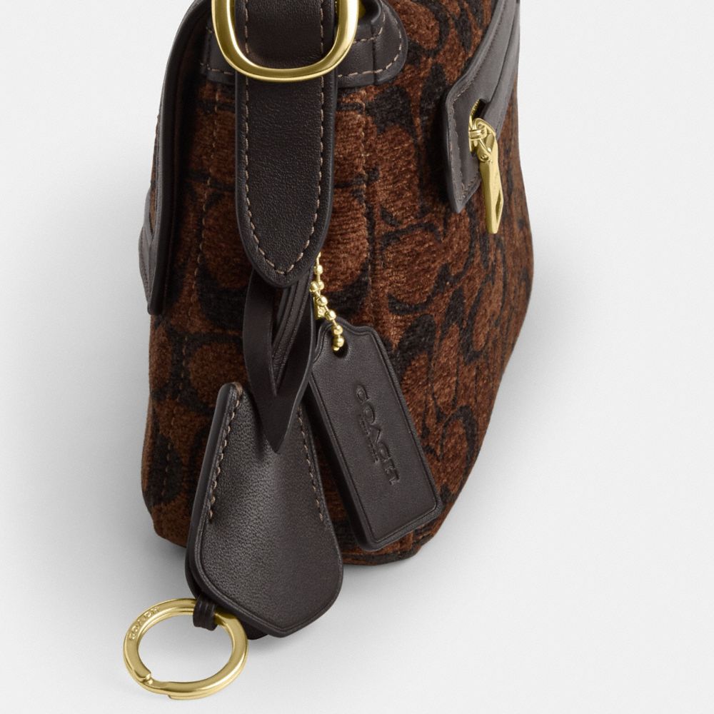 Coach Etta Small Flap Shoulder Bag In Signature Chenille Gold Truffle