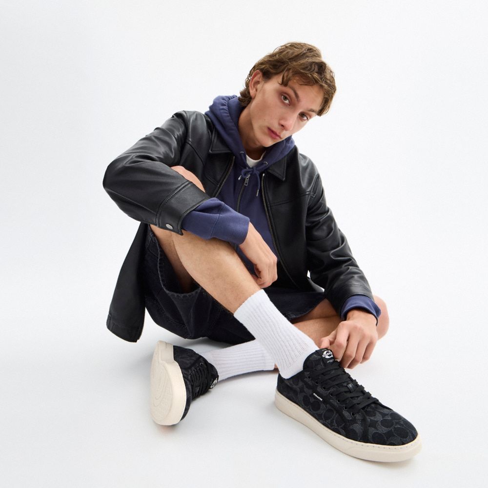 Men's Coach Canvas Sneaker In Signature Denim Black