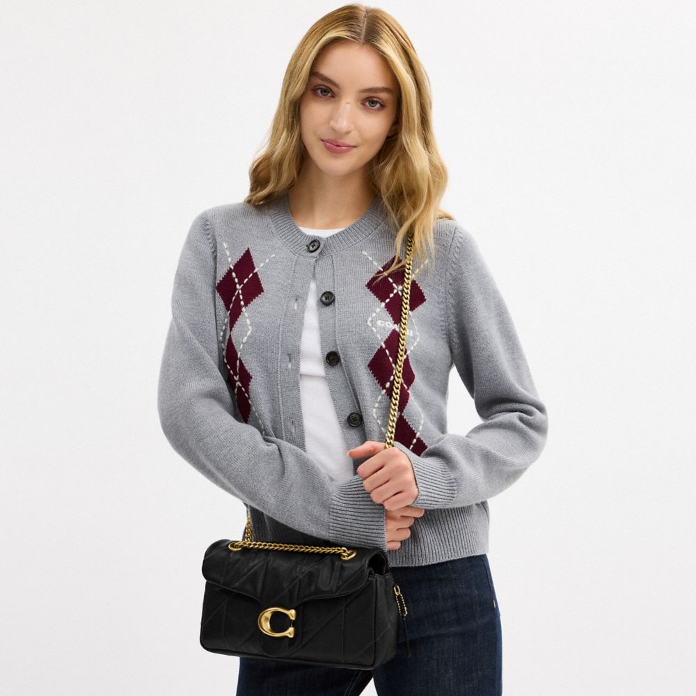 Coach Tabby Shoulder Bag 26 With Quilting Brass Black