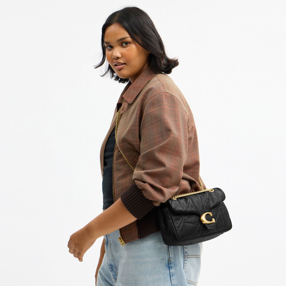 Coach Tabby Shoulder Bag 26 With Quilting Brass Black