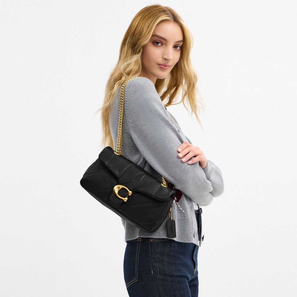 Coach Tabby Shoulder Bag 26 With Quilting Brass Black
