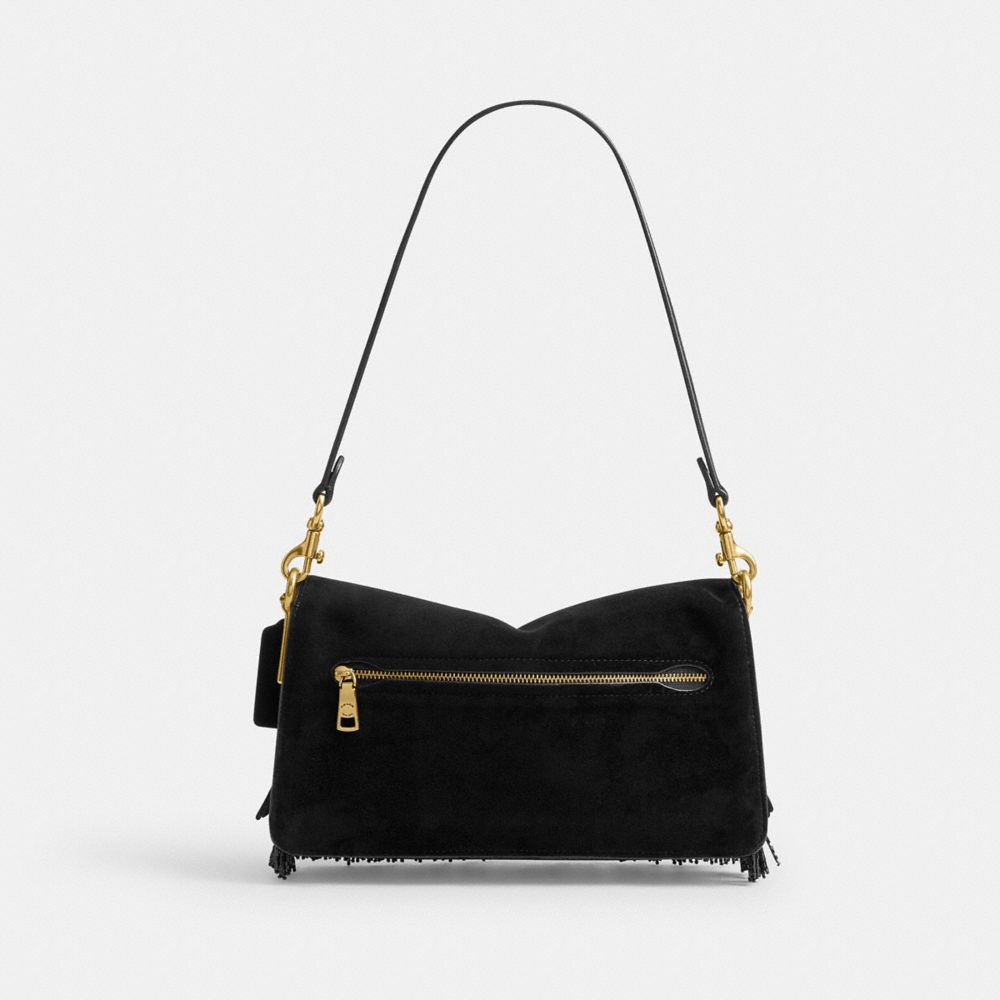 Coach Tabby Shoulder Bag 26 With Crystal Beaded Fringe Brass Black