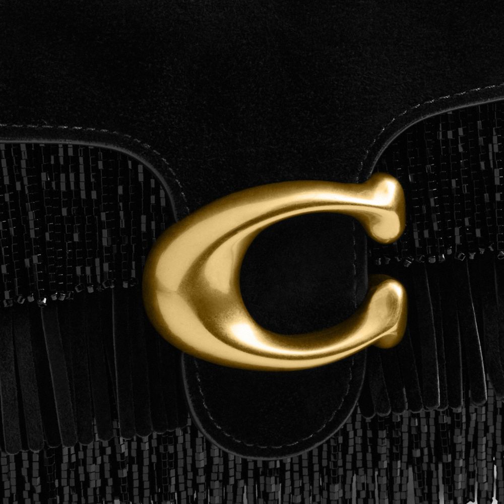 Coach Tabby Shoulder Bag 26 With Crystal Beaded Fringe Brass Black