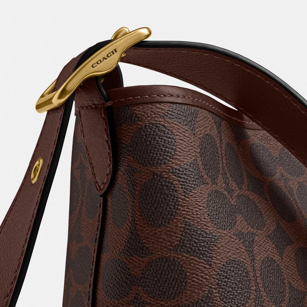 Coach Bleecker Bucket Bag 21 In Signature Canvas Brass Maple