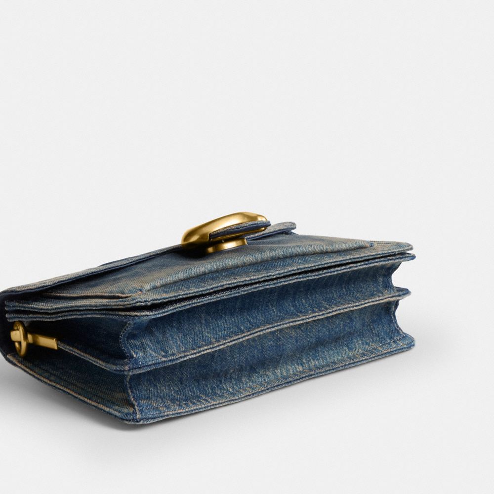 Coach Tabby Shoulder Bag 26 In Regenerative Cotton Denim Brass Dark Indigo
