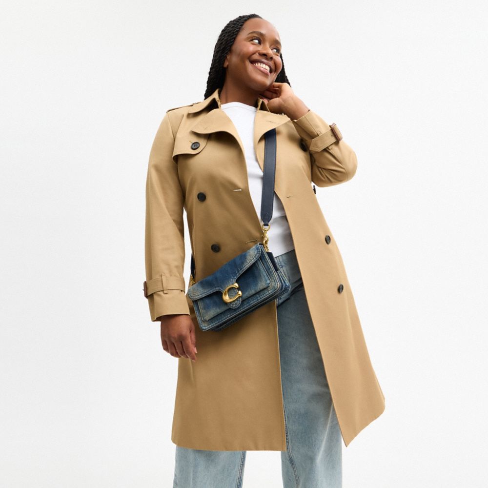 Coach Tabby Shoulder Bag 26 In Regenerative Cotton Denim Brass Dark Indigo