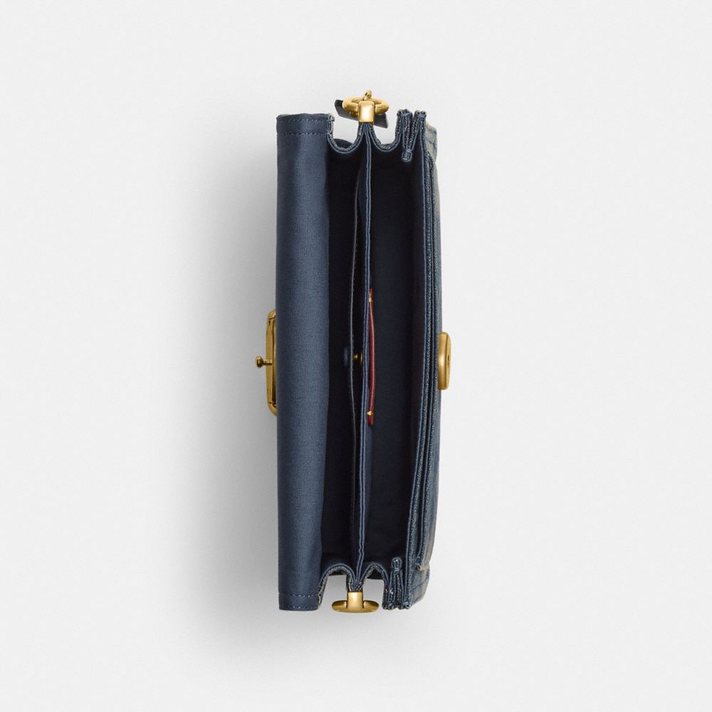Coach Tabby Shoulder Bag 26 In Regenerative Cotton Denim Brass Dark Indigo