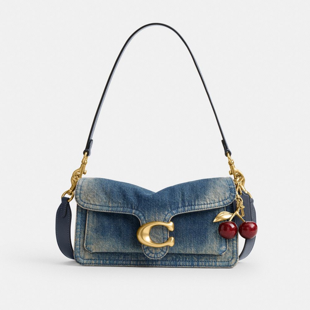 Coach Tabby Shoulder Bag 26 In Regenerative Cotton Denim Brass Dark Indigo
