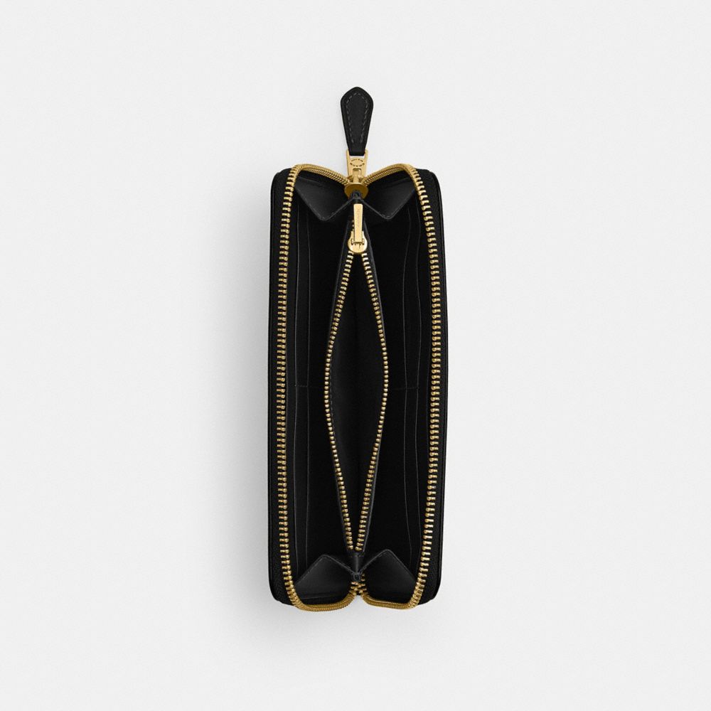 Coach New York Slim Accordion Zip Wallet Brass Black