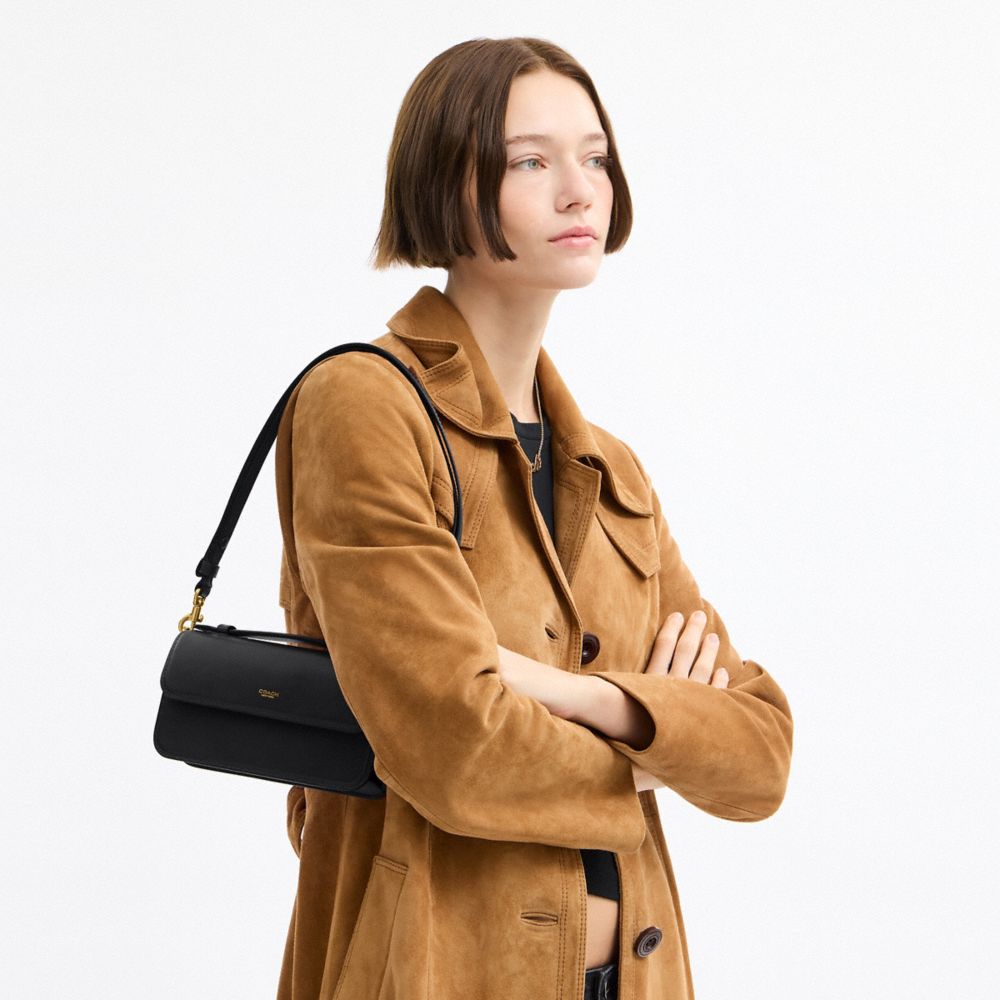 Coach New York Elora Top Handle Crossbody Bag Brass Black