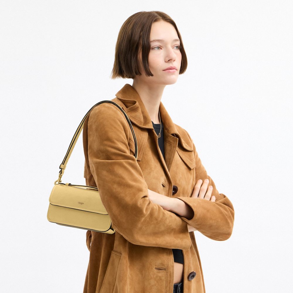 Coach New York Elora Top Handle Crossbody Bag Brass Vanilla