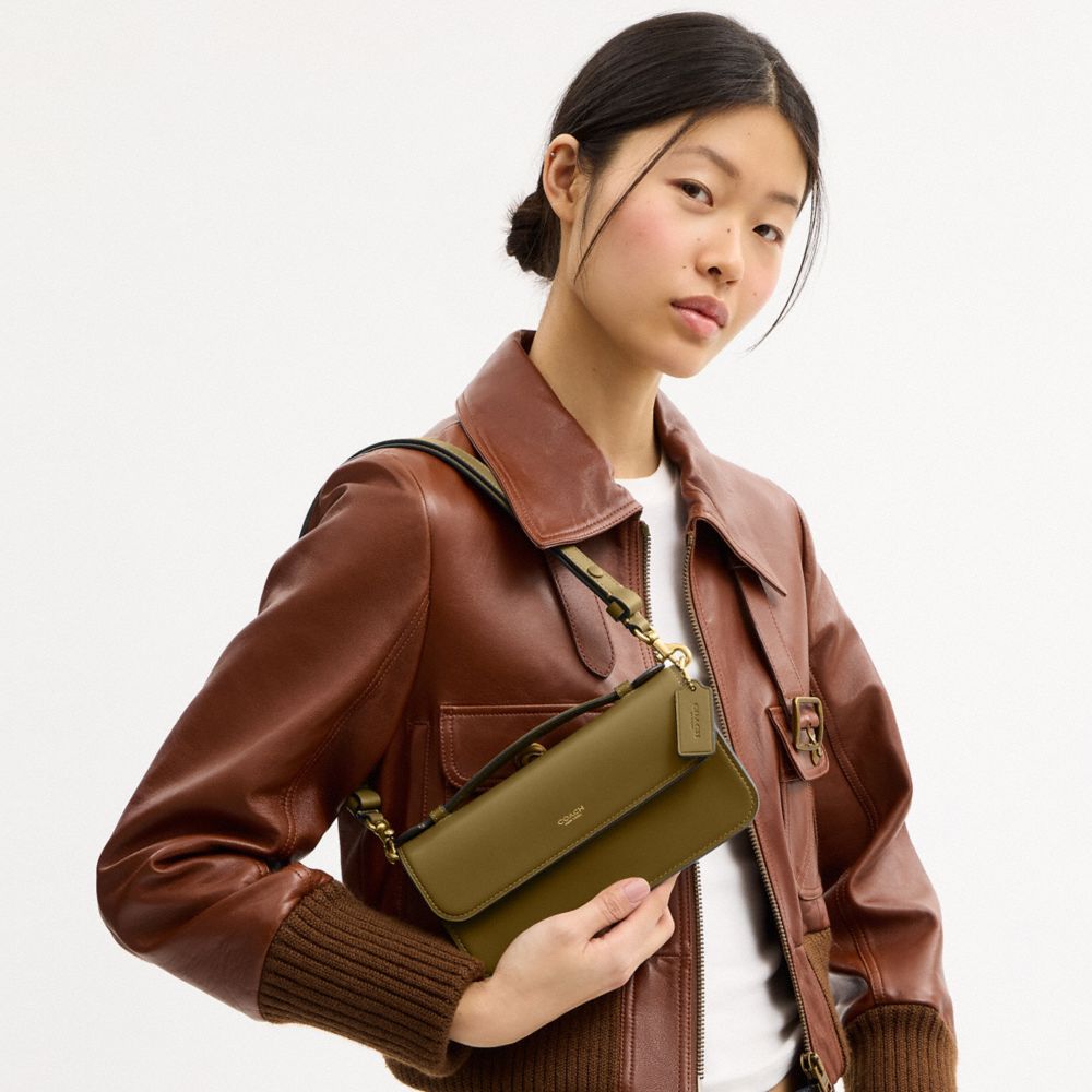Coach Elora Top Handle Crossbody Bag Brass Muted Olive