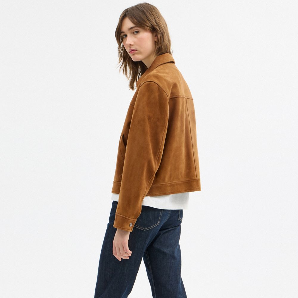 Coach Suede Jacket Sepia
