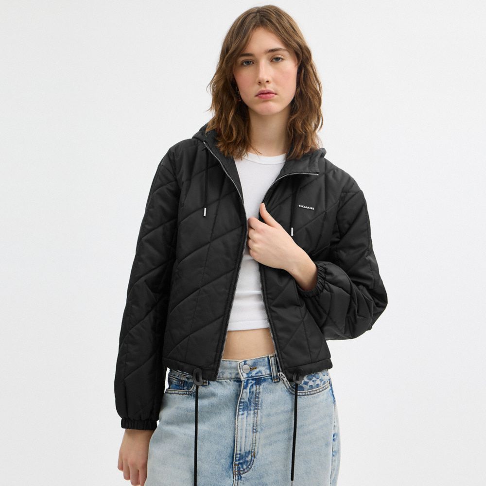 Coach Quilted Blouson Hoodie Black