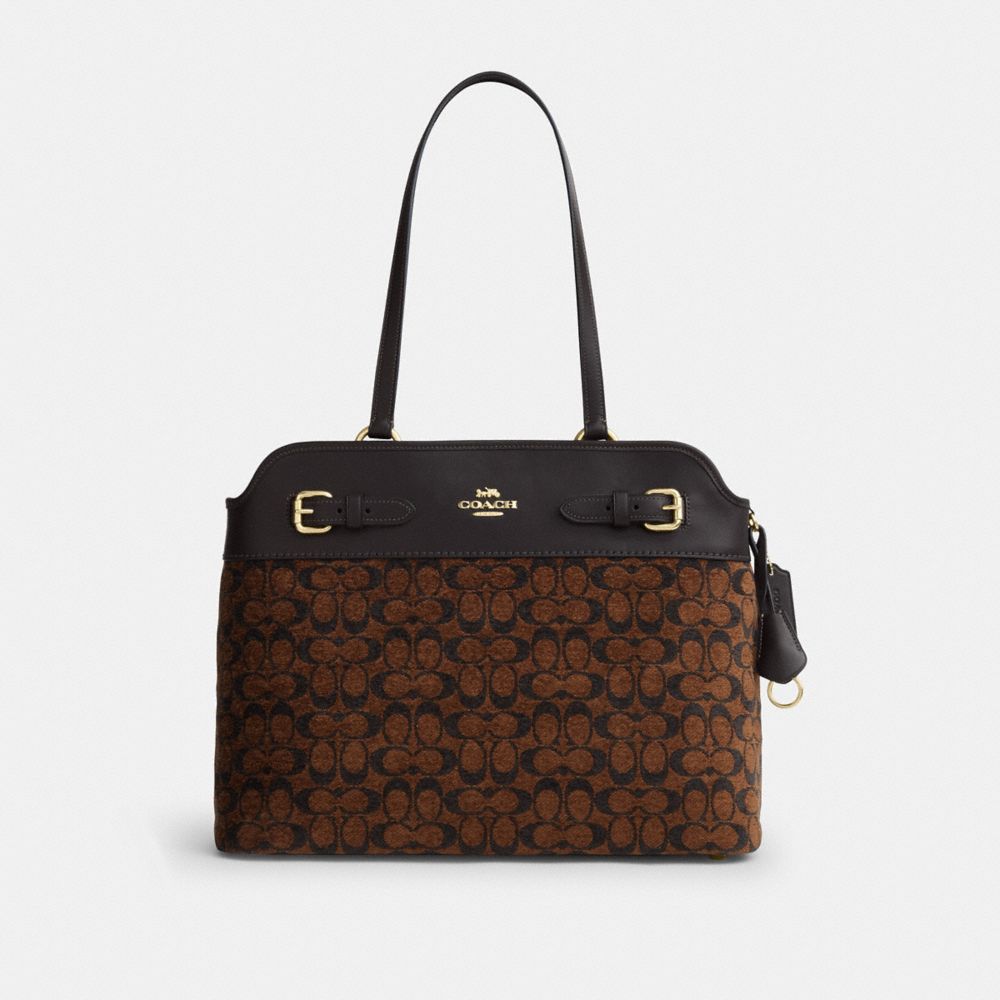Coach Easton Tote Bag In Signature Chenille Gold Truffle