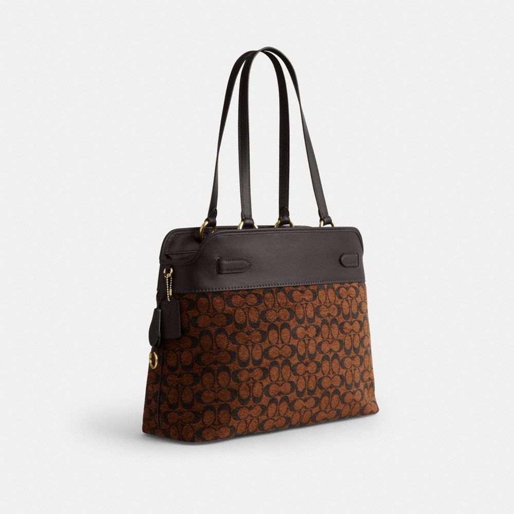 Coach Easton Tote Bag In Signature Chenille Gold Truffle