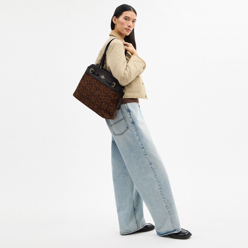 Coach Easton Tote Bag In Signature Chenille Gold Truffle