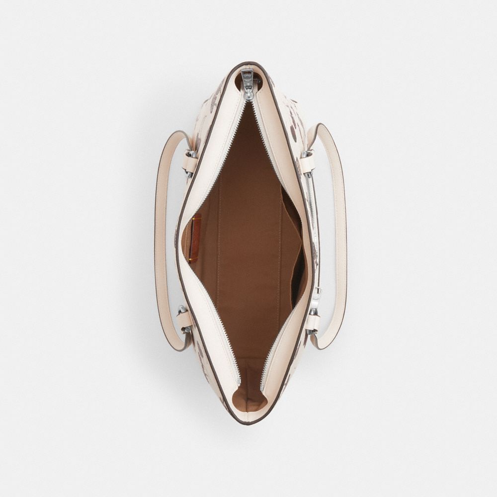 Coach Station Tote Bag With Cherry Print Silver Chalk Multi