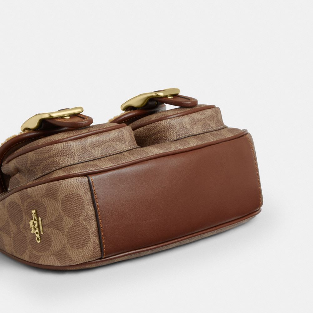 Coach Ashton Bag With Signature Canvas Gold Tan Vintage Brown