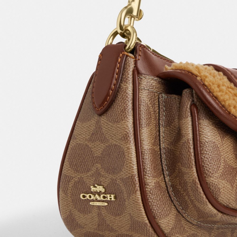 Coach Ashton Bag With Signature Canvas Gold Tan Vintage Brown