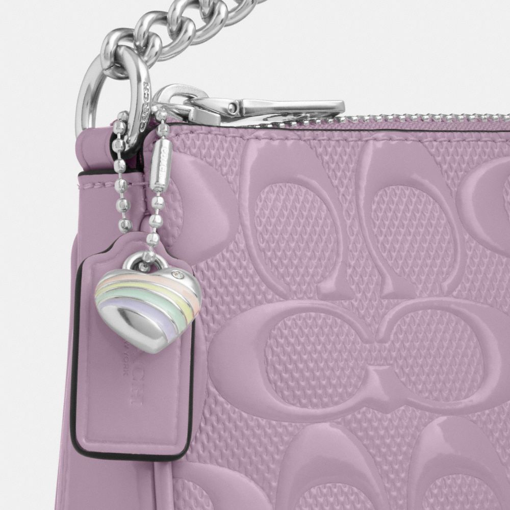 Coach Nolita 19 In Signature Leather With Heart Charm Silver