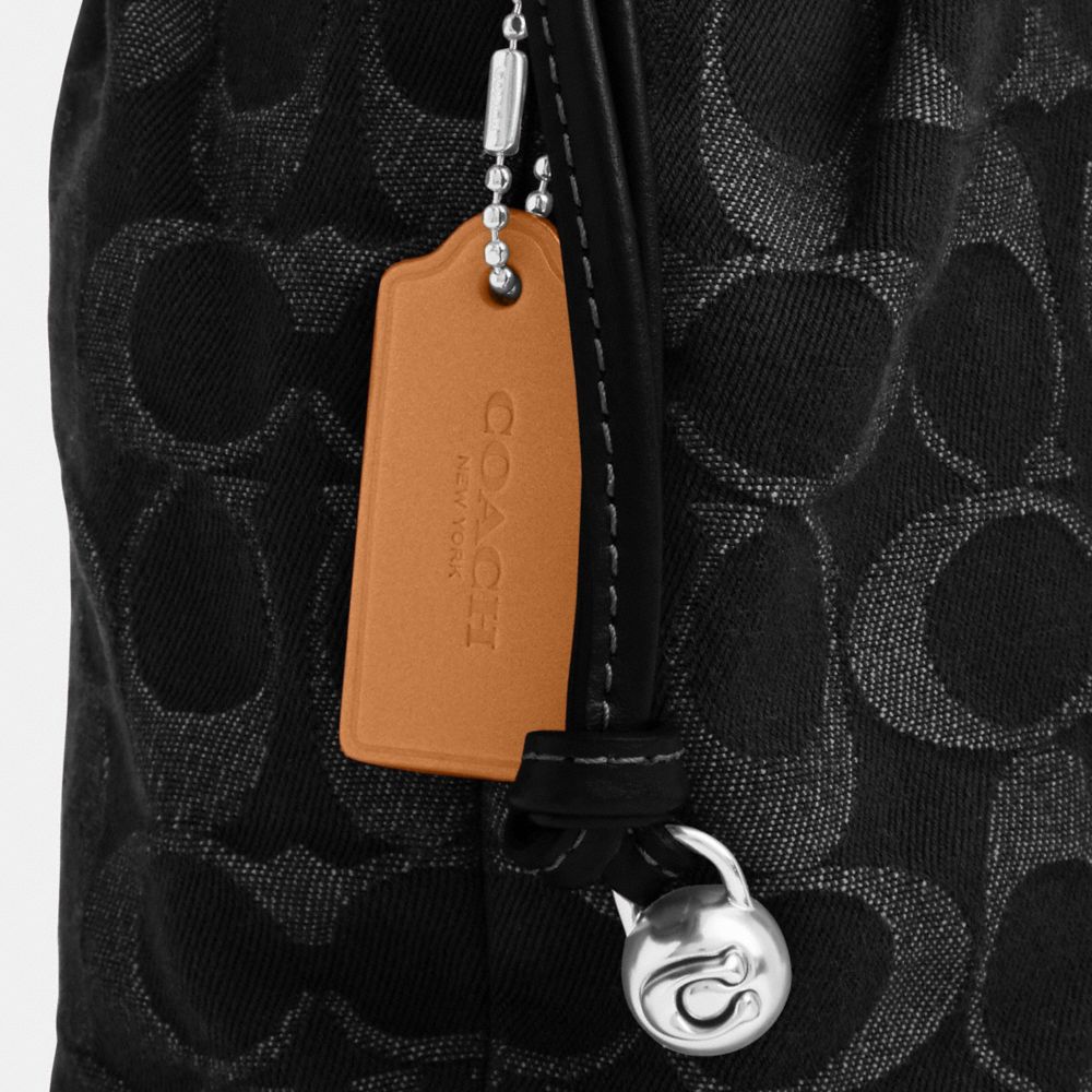 Coach Faye Mini Drawstring Bag In Signature Denim Silver Black