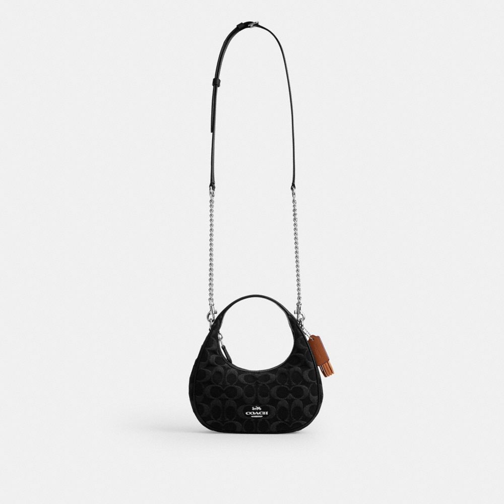 Coach Carmen Mini Crossbody Bag In Signature Denim Silver Black