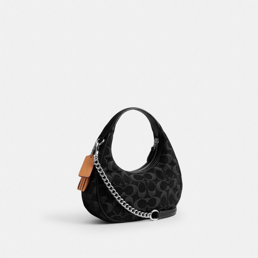 Coach Carmen Mini Crossbody Bag In Signature Denim Silver Black