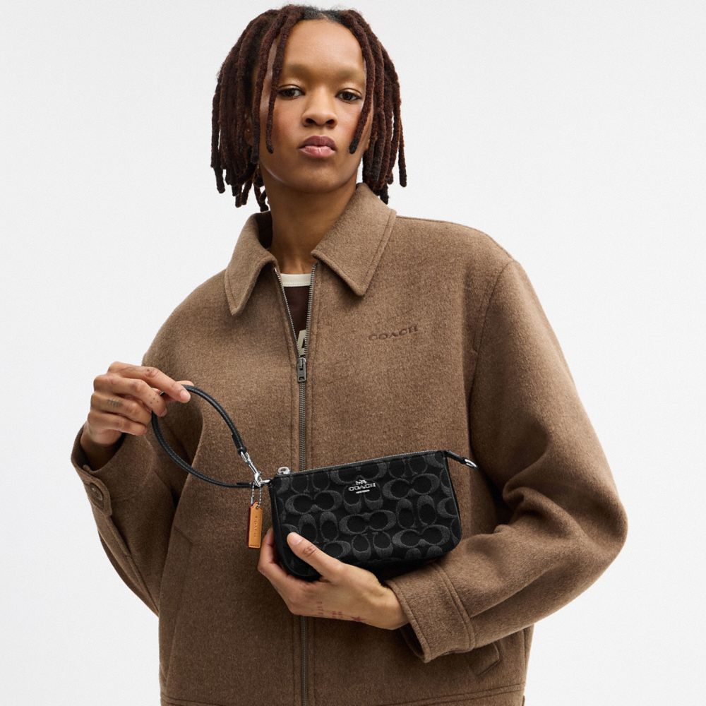 Coach Nolita 19 In Signature Denim Silver Black