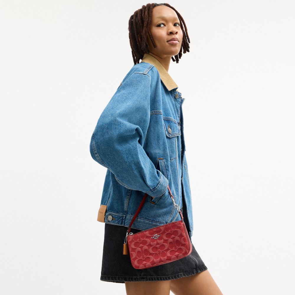 Coach Nolita 19 In Signature Denim Silver True Red
