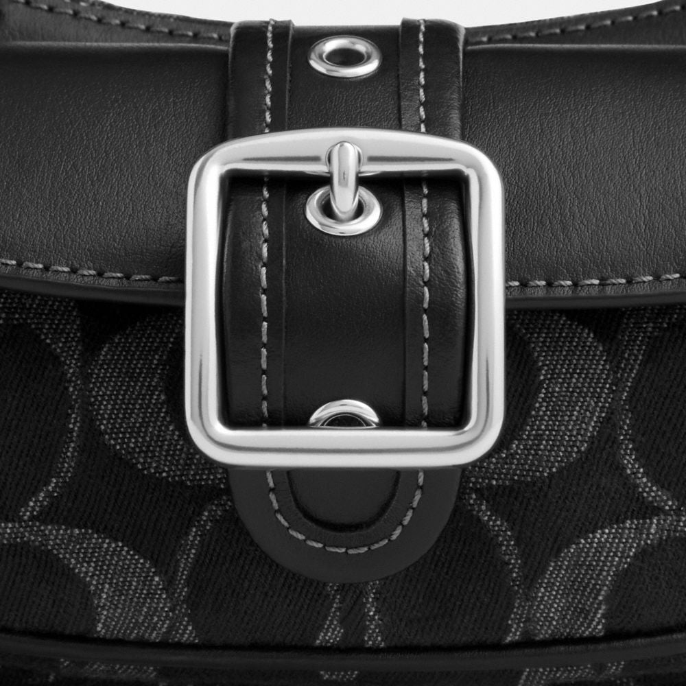 Coach Ashton Mini Shoulder Bag In Signature Denim Silver Black