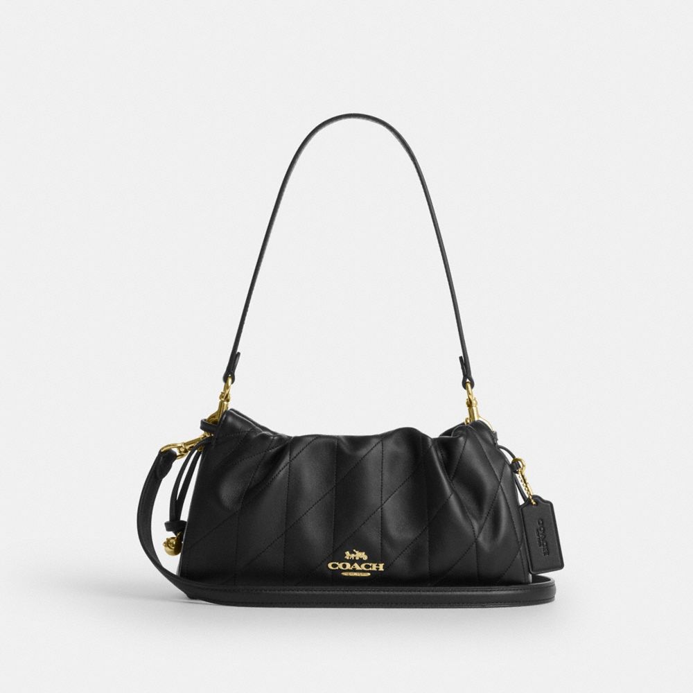 Coach Faye Shoulder Bag With Quilting Gold Black
