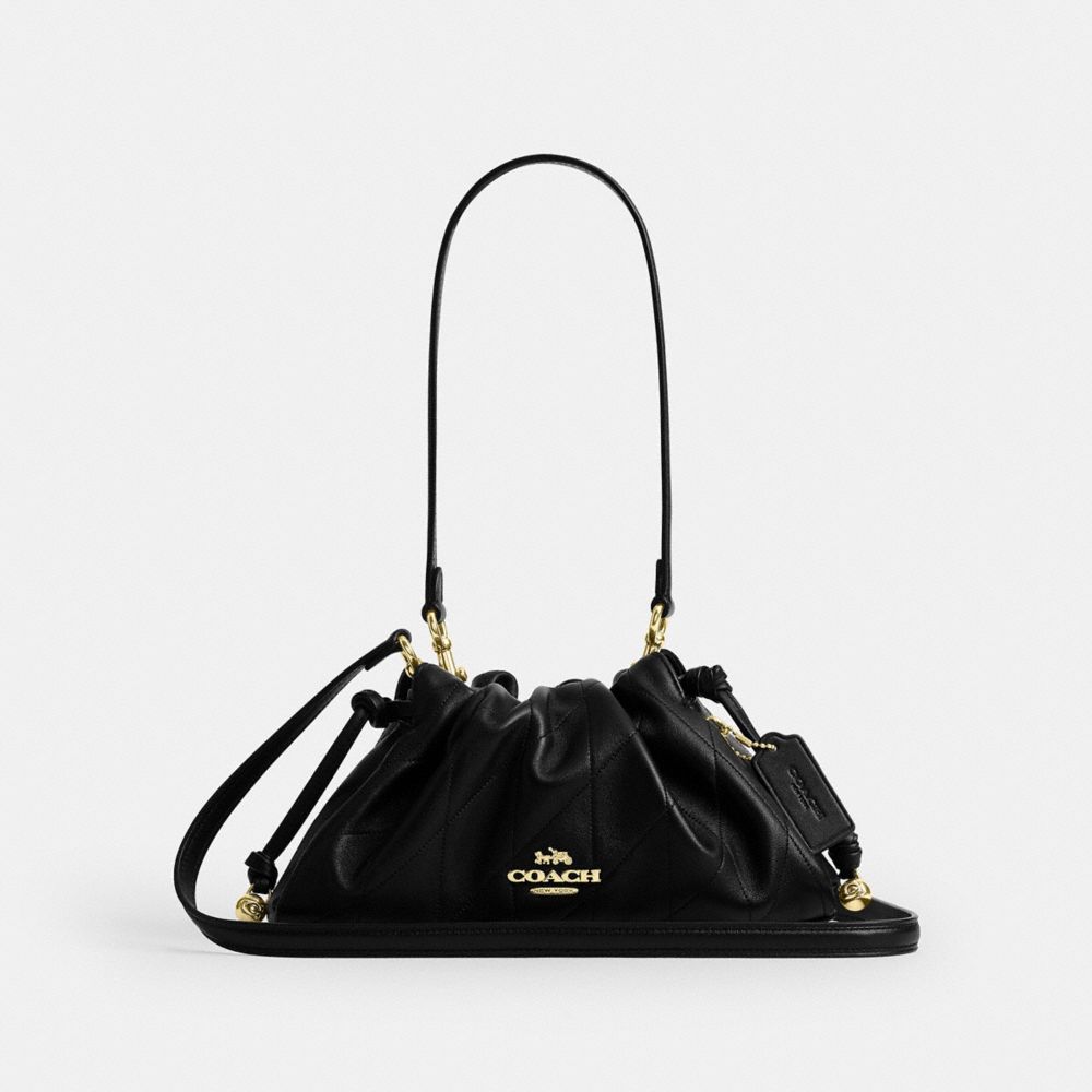 Coach Faye Shoulder Bag With Quilting Gold Black
